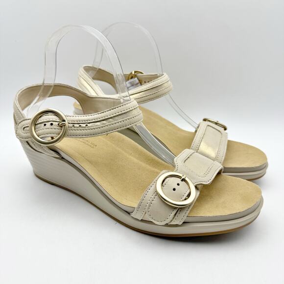 SAS Womens Seight Wedge Sandal Size 10 WW Gold Beige Leather NIB - Picture 5 of 12